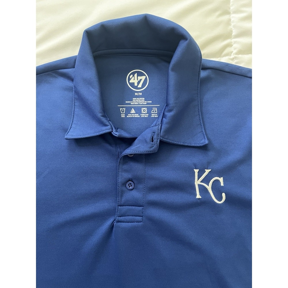 Kansas City Royals 47 Brand Polo Shirt Mens Medium Blue KC MLB (188)